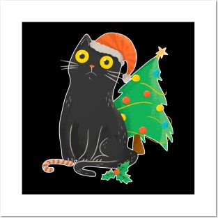 Intense Gaze Black Cat - Christmas Posters and Art